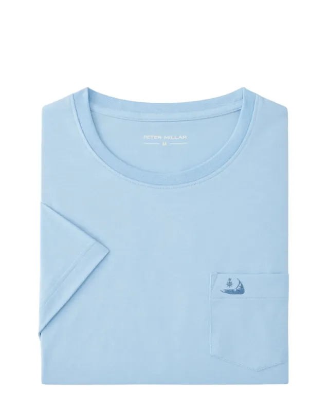 Peter Millar Crown Comfort Pocket Tee- Morning Blue w/ Island made by Peter Millar