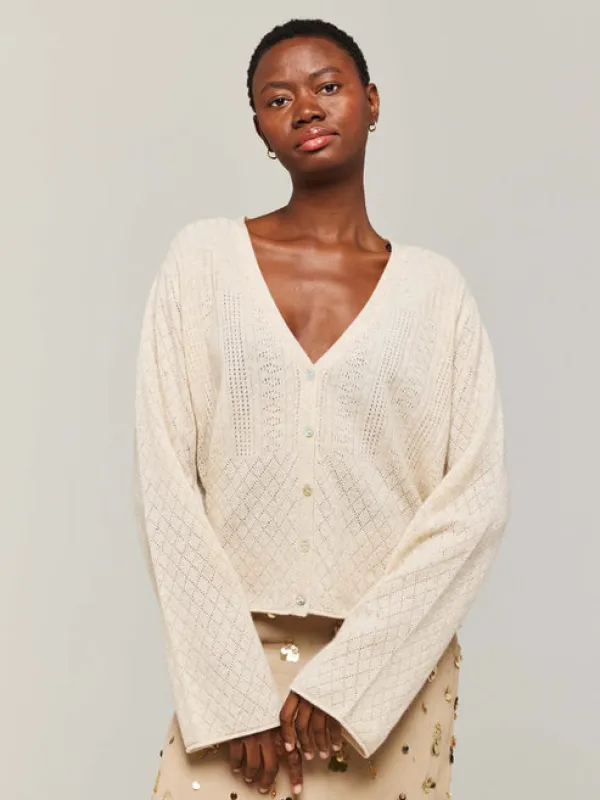 Brodie Cashmere Summer Stitch Cardigan Cygnet made by Murray's Toggery Shop