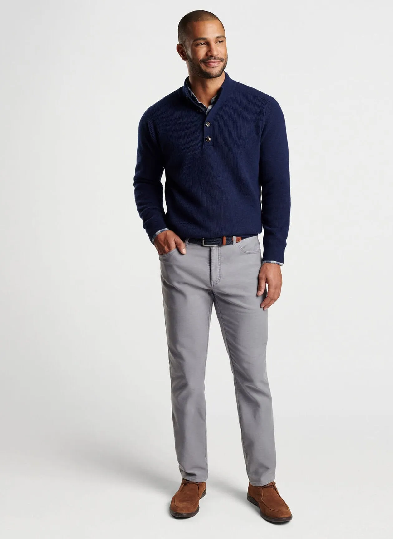Peter Millar Ruxton Rib Button Mock Sweater-Navy sold by Murray's Toggery Shop product image thumbnail 2