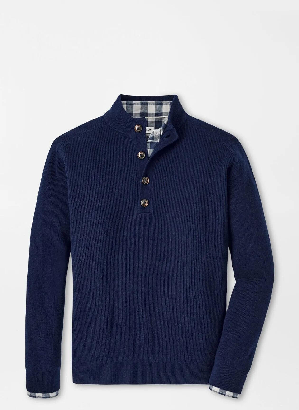 Peter Millar Ruxton Rib Button Mock Sweater-Navy sold by Murray's Toggery Shop