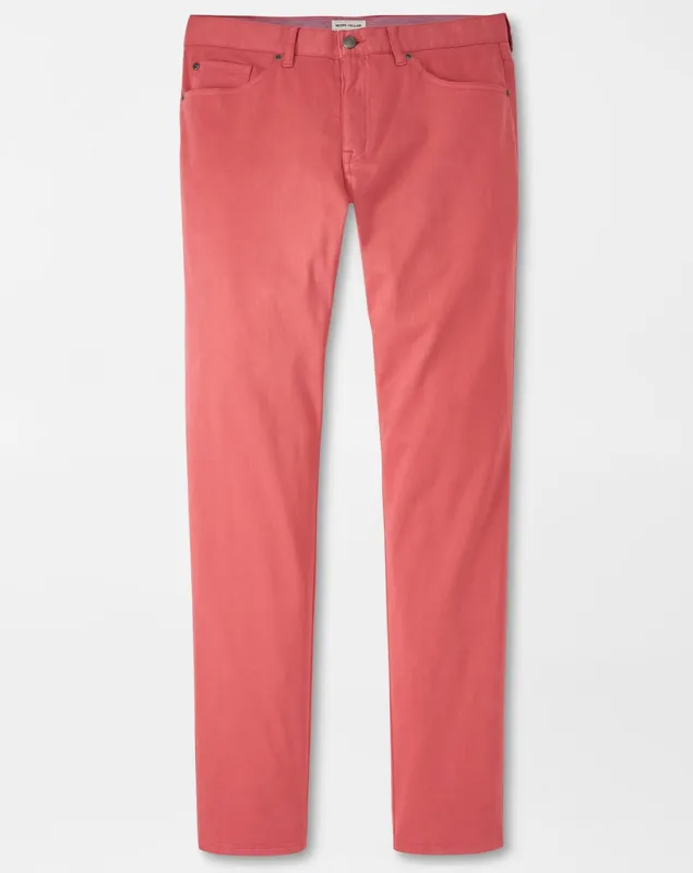 Peter Millar ULTIMATE SATEEN FIVE-POCKET PANT-Cape Red made by Peter Millar