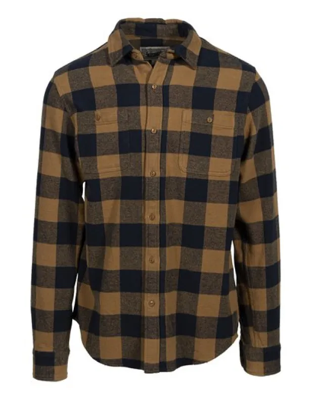 Schott NYC Plaid Cotton Flannel Shirt - Gold/Navy made by Schott NYC