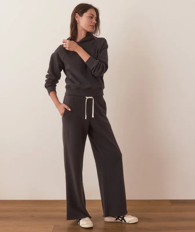 Marine Layer Anytime Wide Leg Sweatpant Washed Black made by Marine Layer