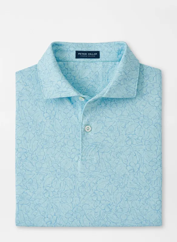 Peter Millar Trellis Performance Polo in Iced Aqua with Island Logo made by Peter Millar