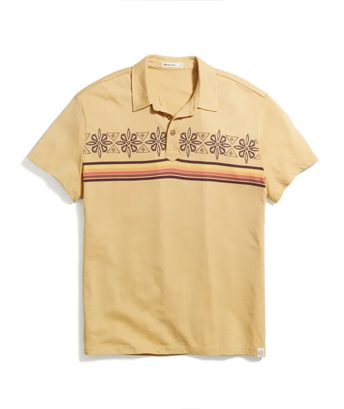 Marine Layer SS ARCHIVE POLO-YELLOW VINTAGE STRIPE made by Marine Layer
