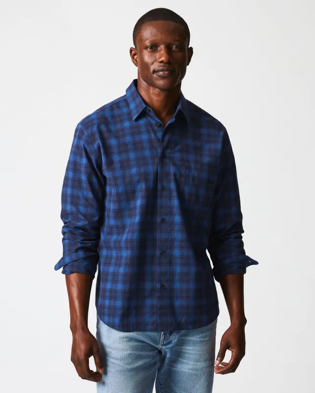 Billy Reid MELANGE SHADOW PLAID TUSCUMBIA SHIRT-BLUE/RED made by Billy Reid