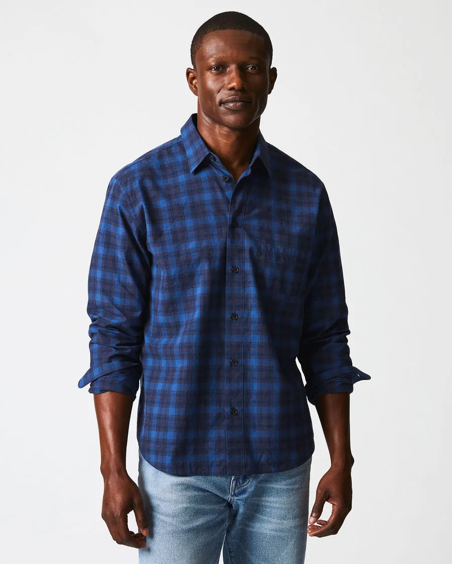 Billy Reid MELANGE SHADOW PLAID TUSCUMBIA SHIRT-BLUE/RED sold by Murray's Toggery Shop