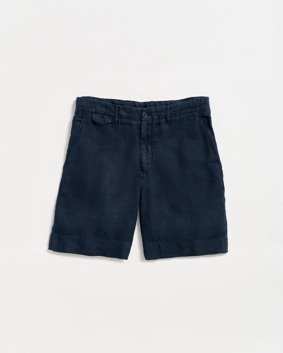 Billy Reid LINEN MOORE SHORT-CARBON BLUE sold by Murray's Toggery Shop