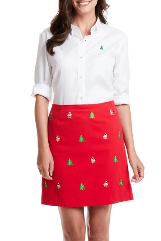 Castaway Ladies Shirt Oxford White w/ Single Christmas Tree made by Murray's Toggery Shop