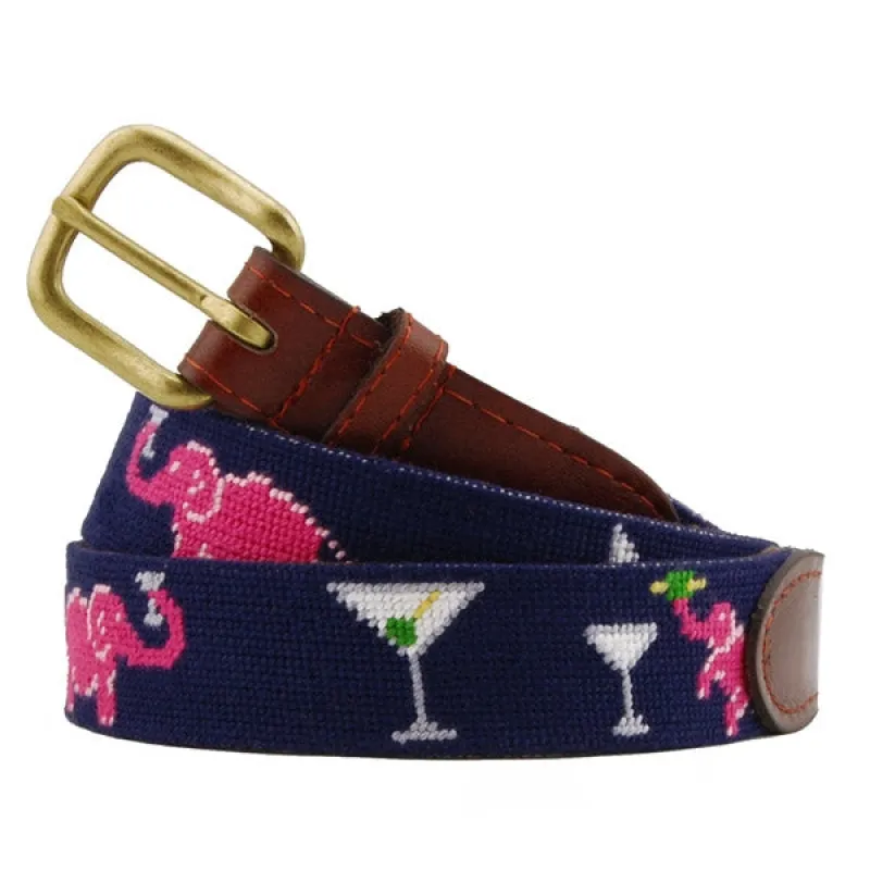 Smathers & Branson Elephant Martini Needlepoint Belt made by Smathers & Branson