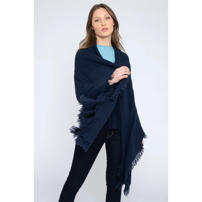 Kinross Cashmere Fringe Wrap - Black made by Murray's Toggery Shop