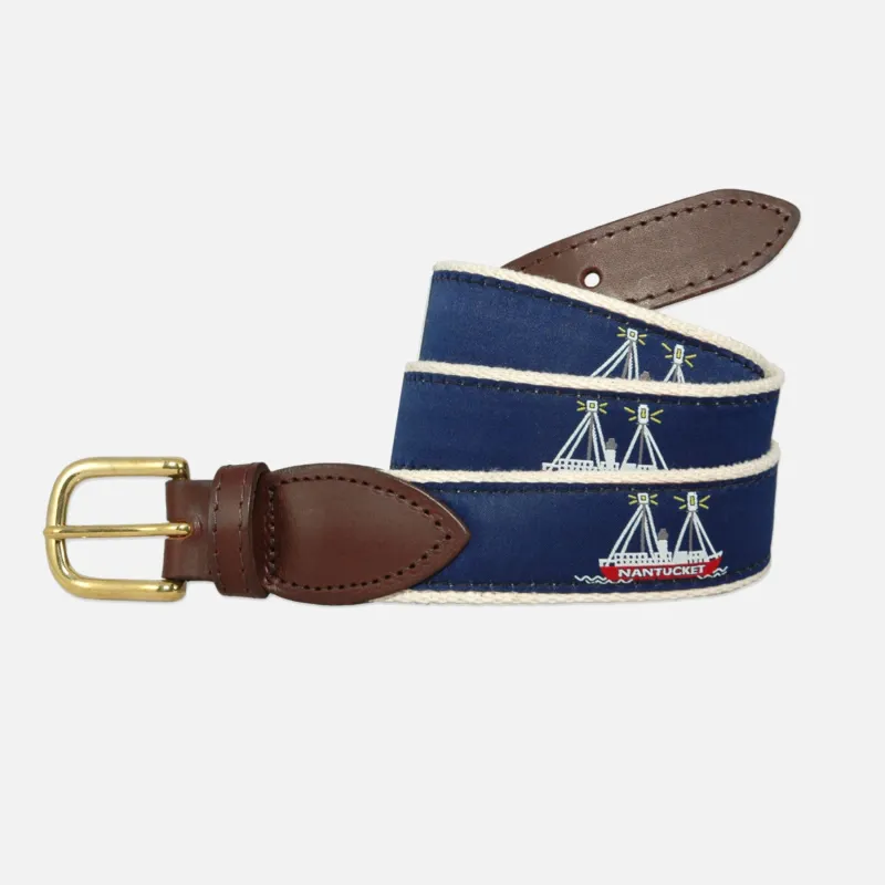 YRI Men's Ribbon Belt - Nantucket Lightship made by Murray's Toggery Shop