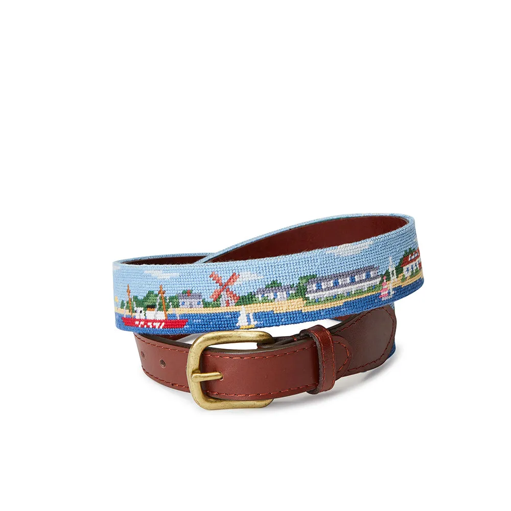 Smathers & Branson Nantucket Town-Brant Point Scene Needlepoint Belt sold by Murray's Toggery Shop