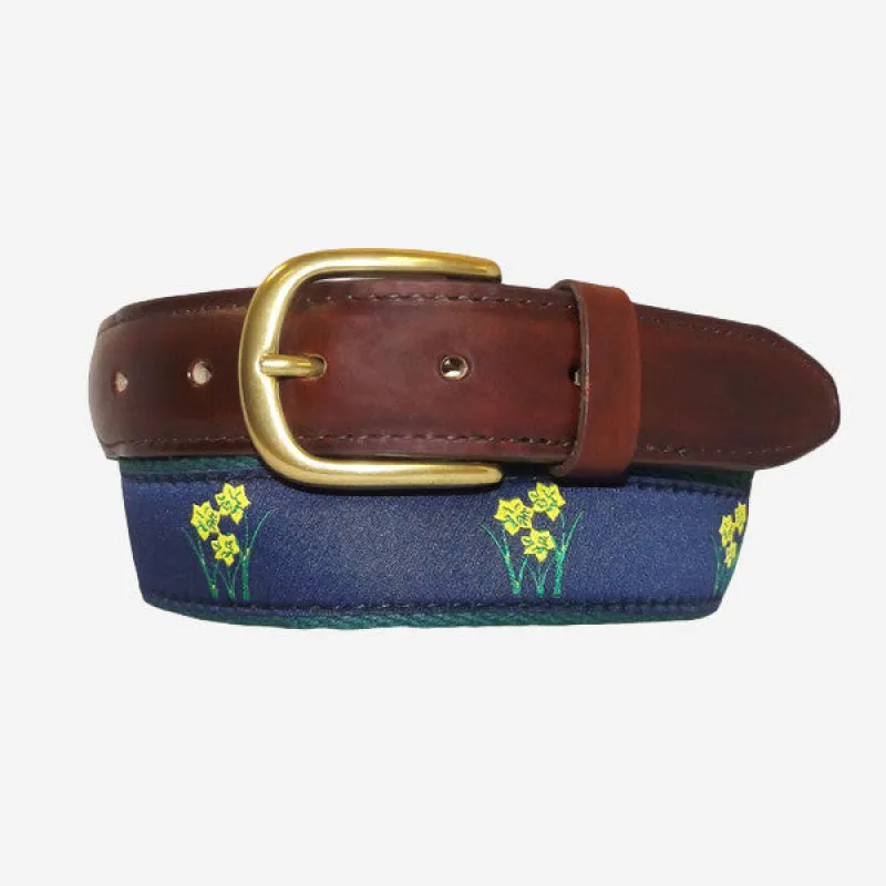 YRI Men's Ribbon Belt - Daffodils made by Murray's Toggery Shop