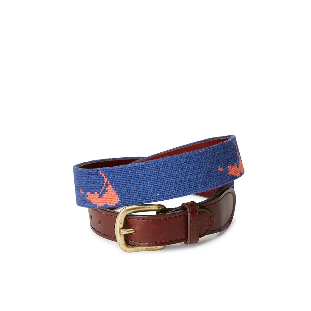 Smathers & Branson Nantucket Island Needlepoint Belt Navy sold by Murray's Toggery Shop