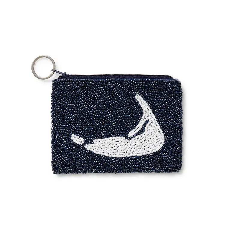 Beaded Coin Purse Nantucket Island Shape Navy/White made by Murray's Toggery Shop