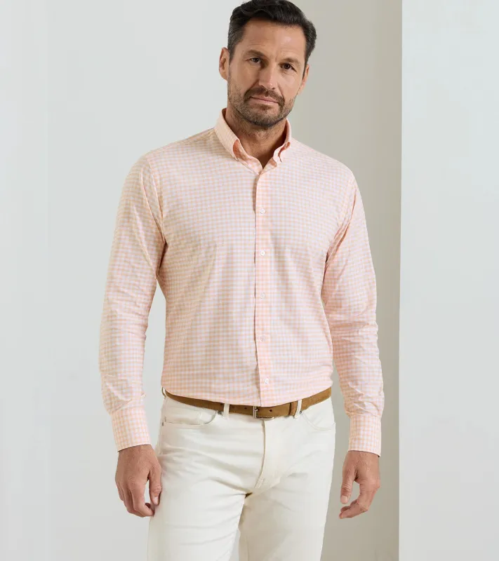 Peter Millar - Lewis Performance Twill Sport Shirt - Peach made by Peter Millar