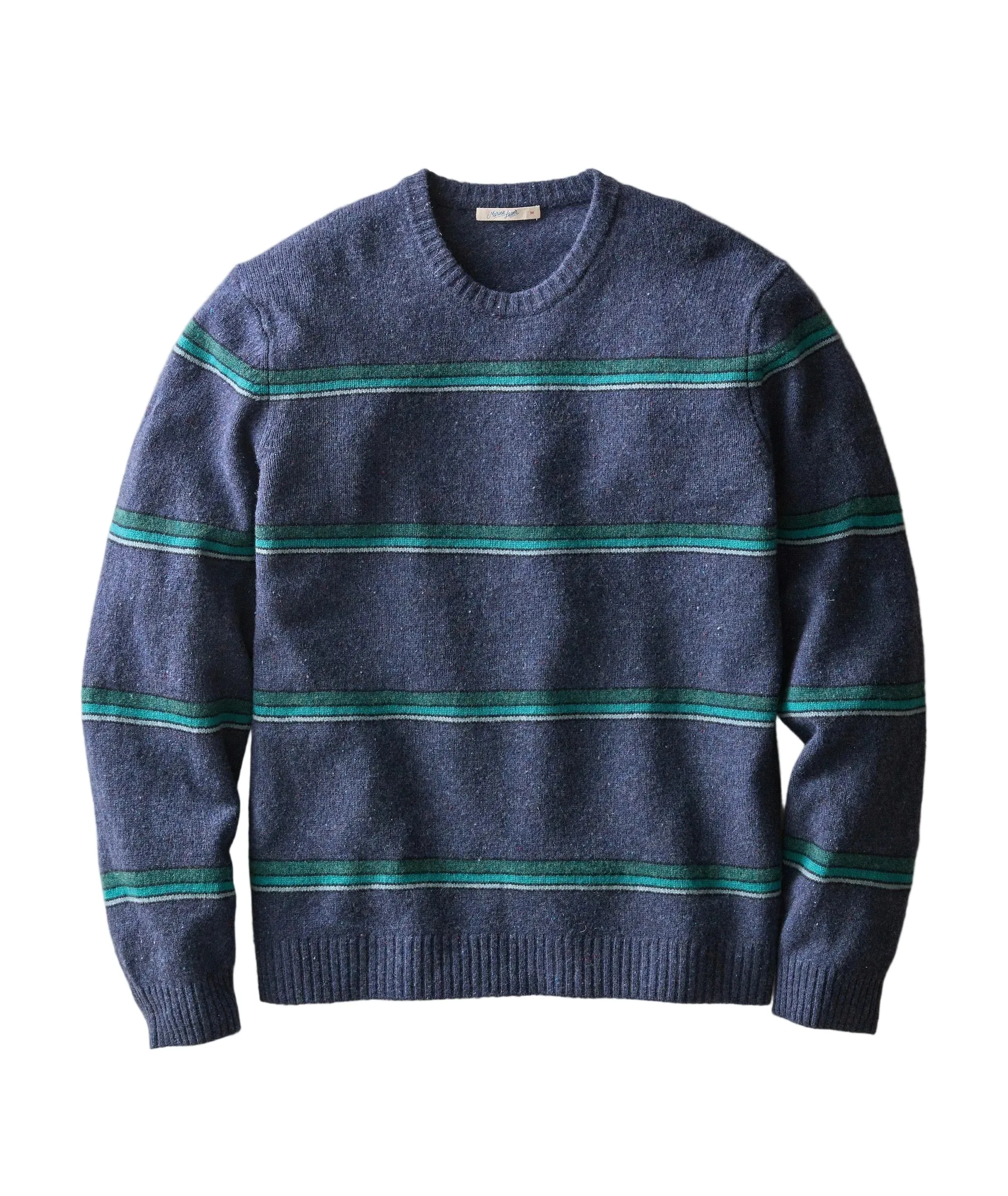 Marine Layer - Merino Crew Sweater - Navy/Green Stripe sold by Murray's Toggery Shop