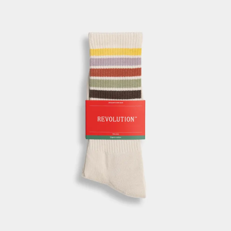 Jaquard Crew Sock / 8904 - Offwhite sold by Revolution