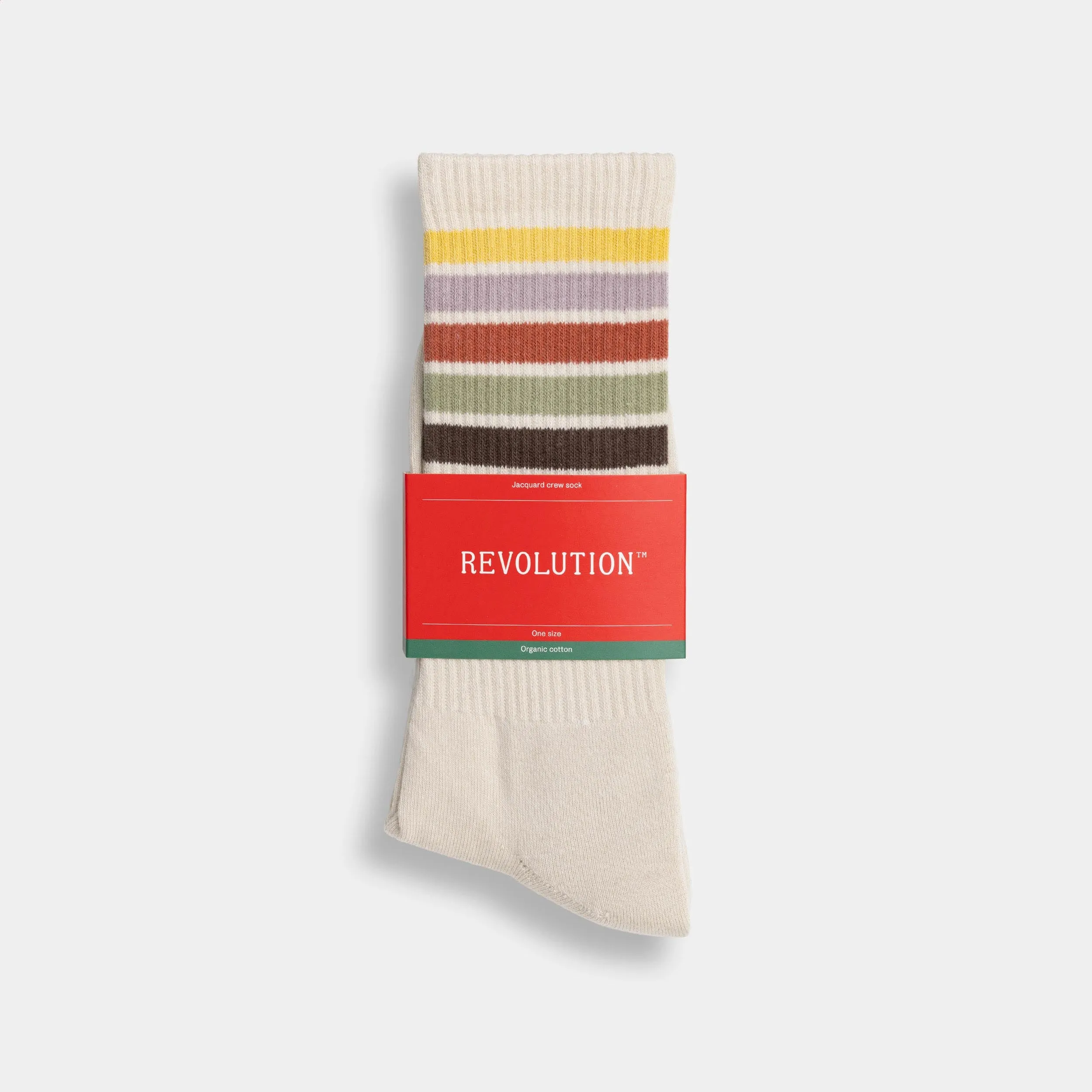 Jaquard Crew Sock / 8904 - Offwhite sold by Revolution