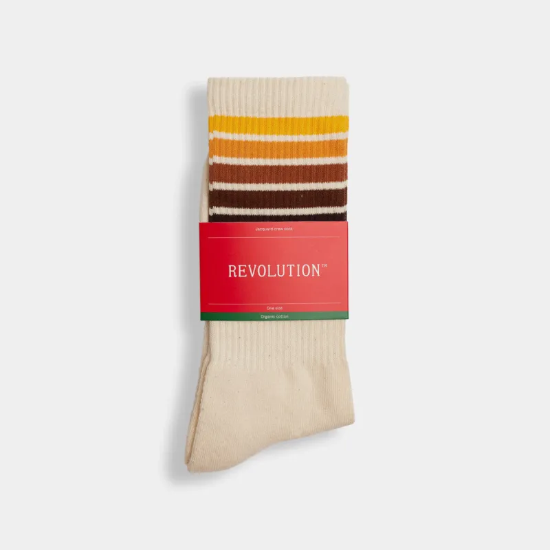 Jaquard Crew Sock / 8908 - Offwhite sold by Revolution