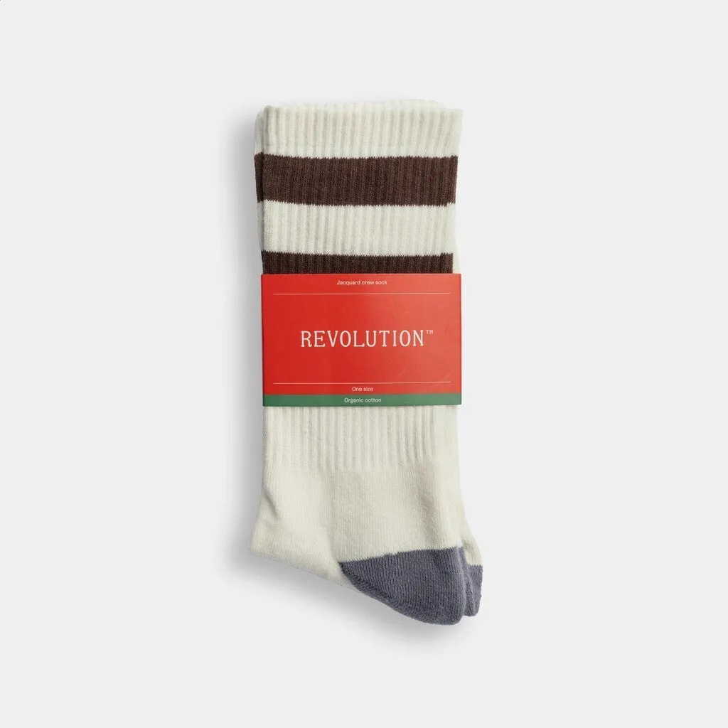 Jaquard Crew Sock / 8906 - White sold by Revolution