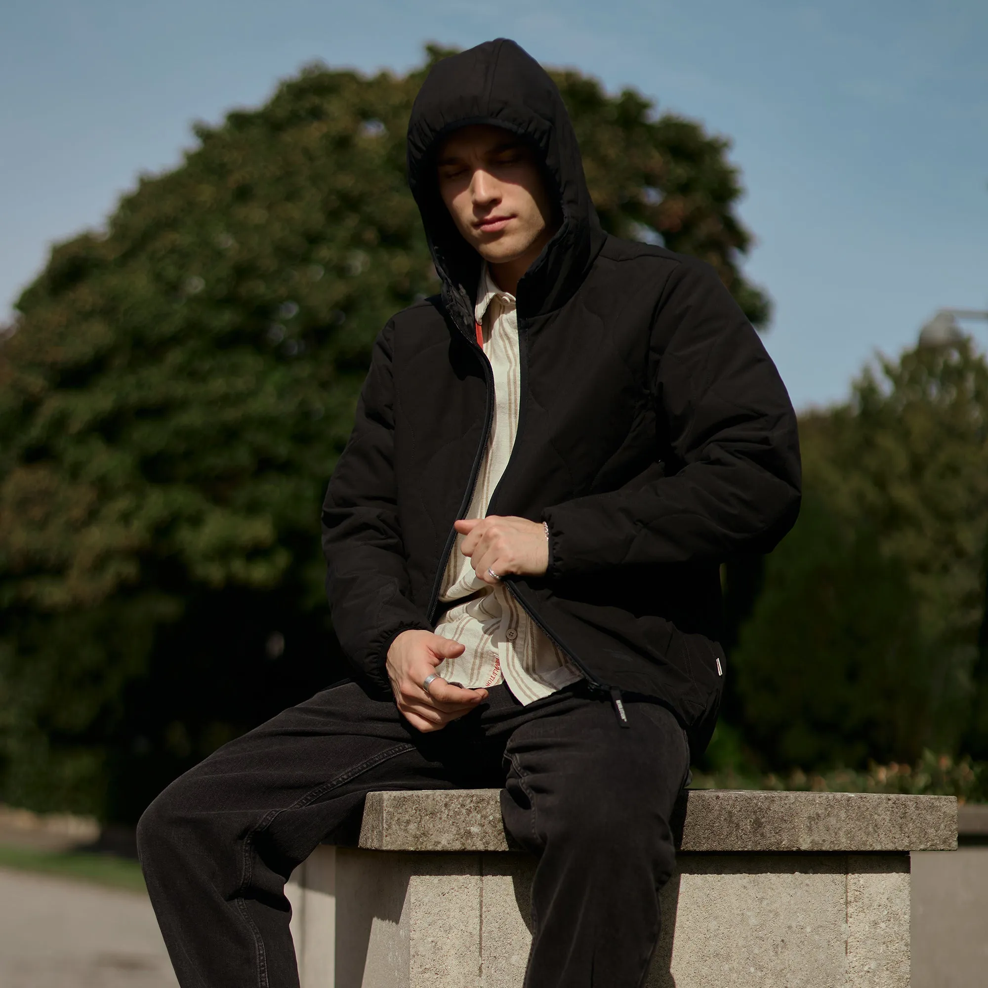 Hooded Liner Jacket / 7843 - Black sold by Revolution