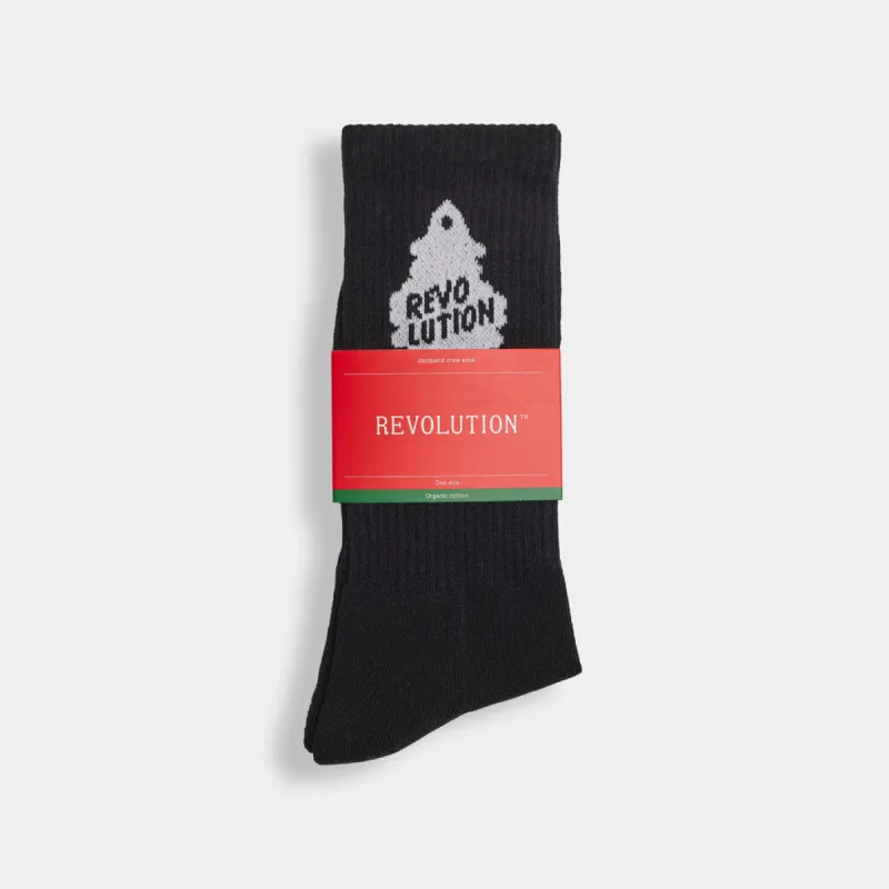 Jaquard Crew Sock / 8912 - Black sold by Revolution