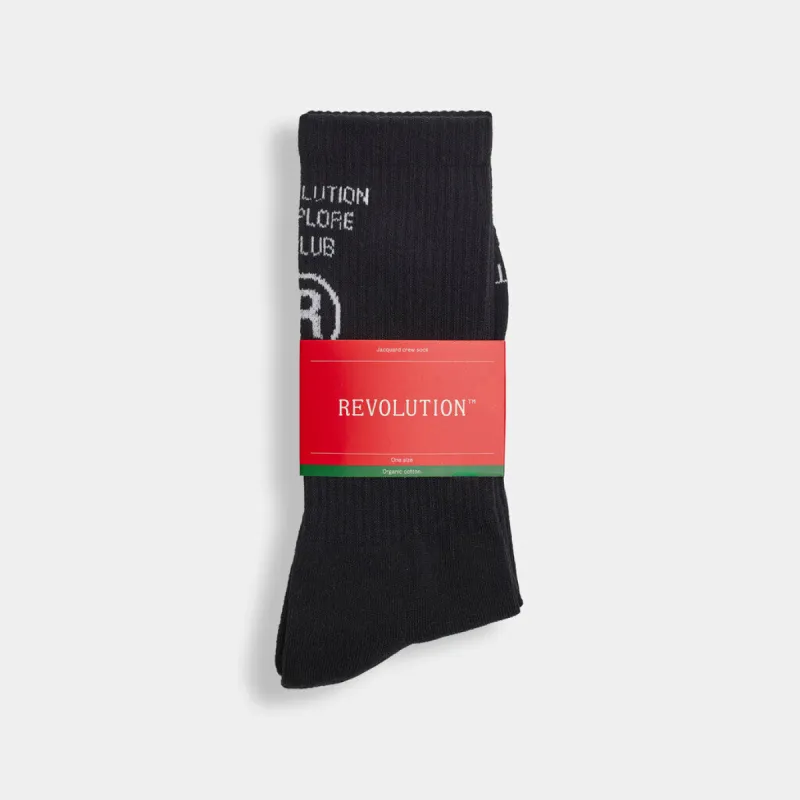 Jaquard Crew Sock / 8910 - Black sold by Revolution