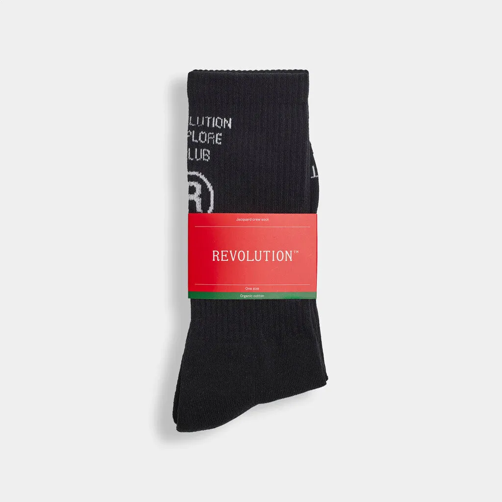 Jaquard Crew Sock / 8910 - Black sold by Revolution