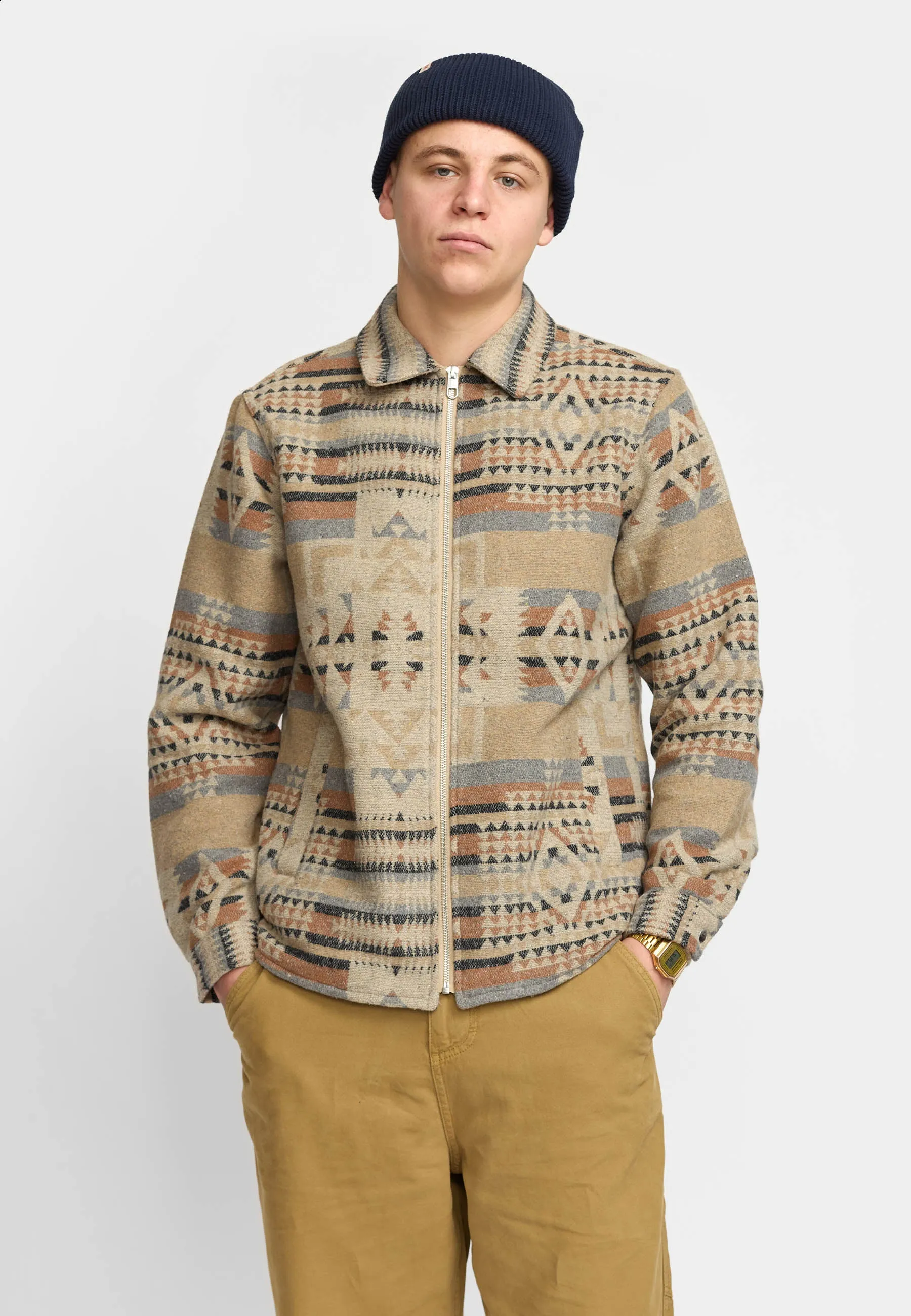 Zipped Overshirt / 3149 - Khaki sold by Revolution