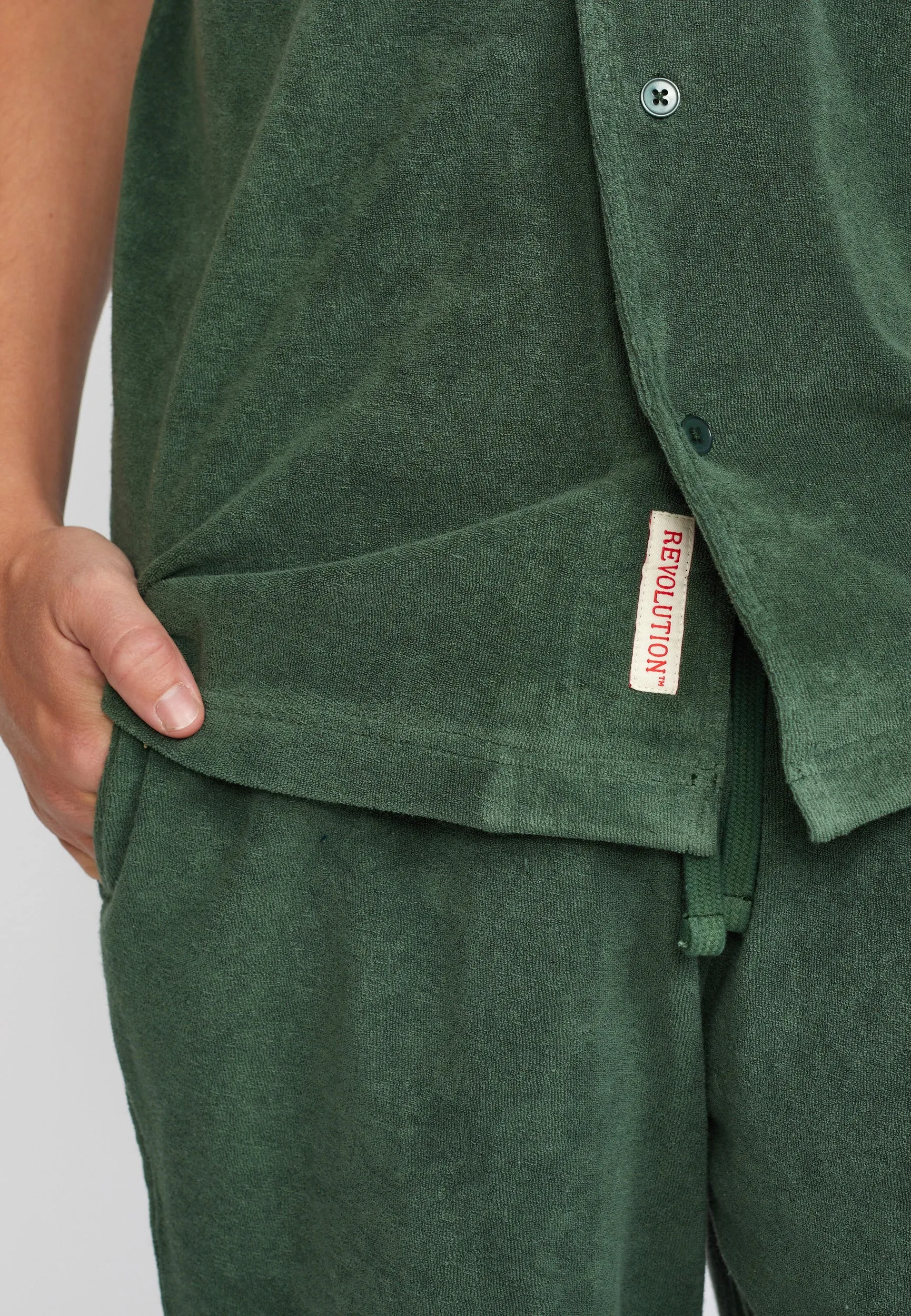 Terry Short-sleeved Cuban Shirt / 3823 - Dustgreen sold by Revolution product image thumbnail 2