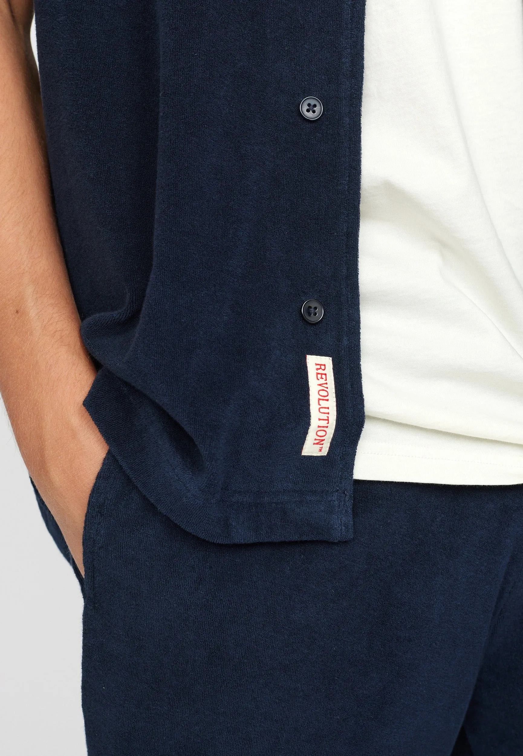 Terry Short-sleeved Cuban Shirt / 3823 - Navy sold by Revolution product image thumbnail 2