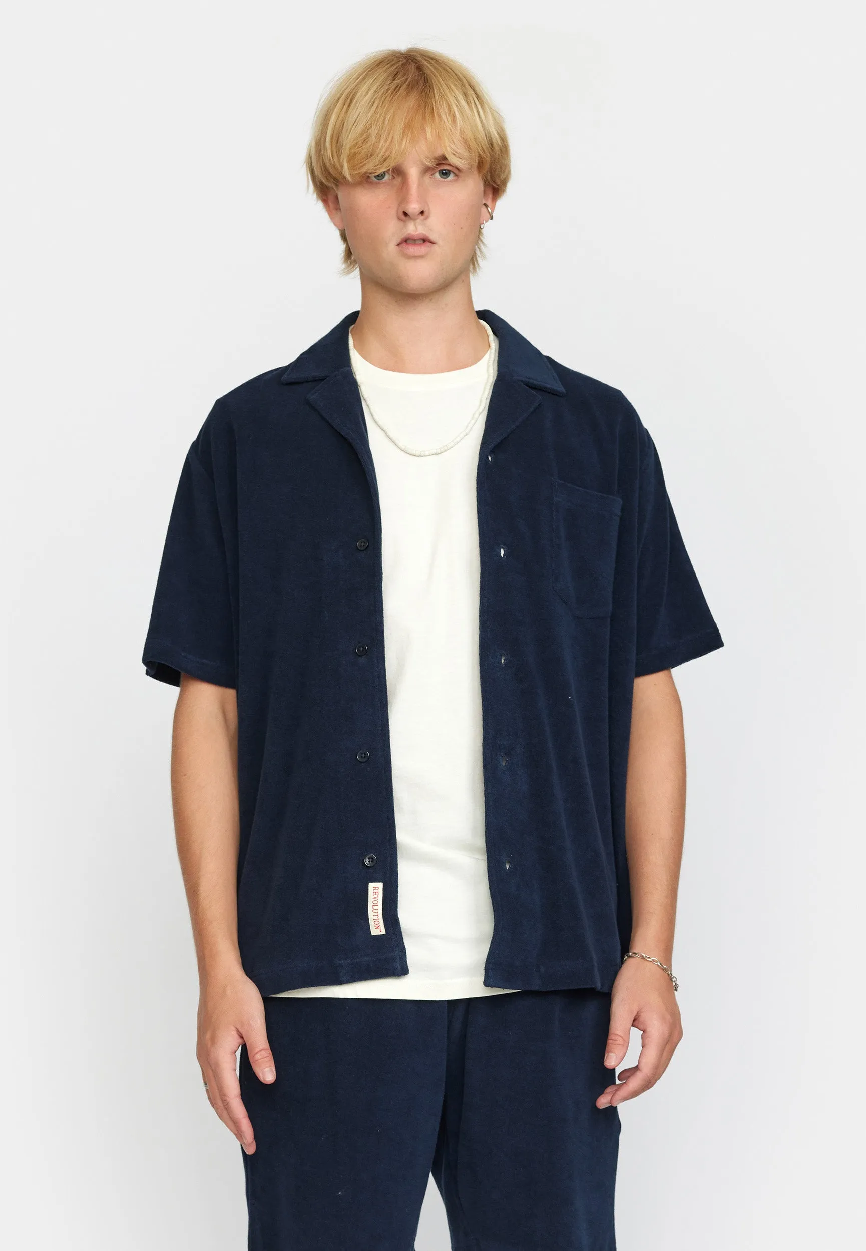 Terry Short-sleeved Cuban Shirt / 3823 - Navy sold by Revolution