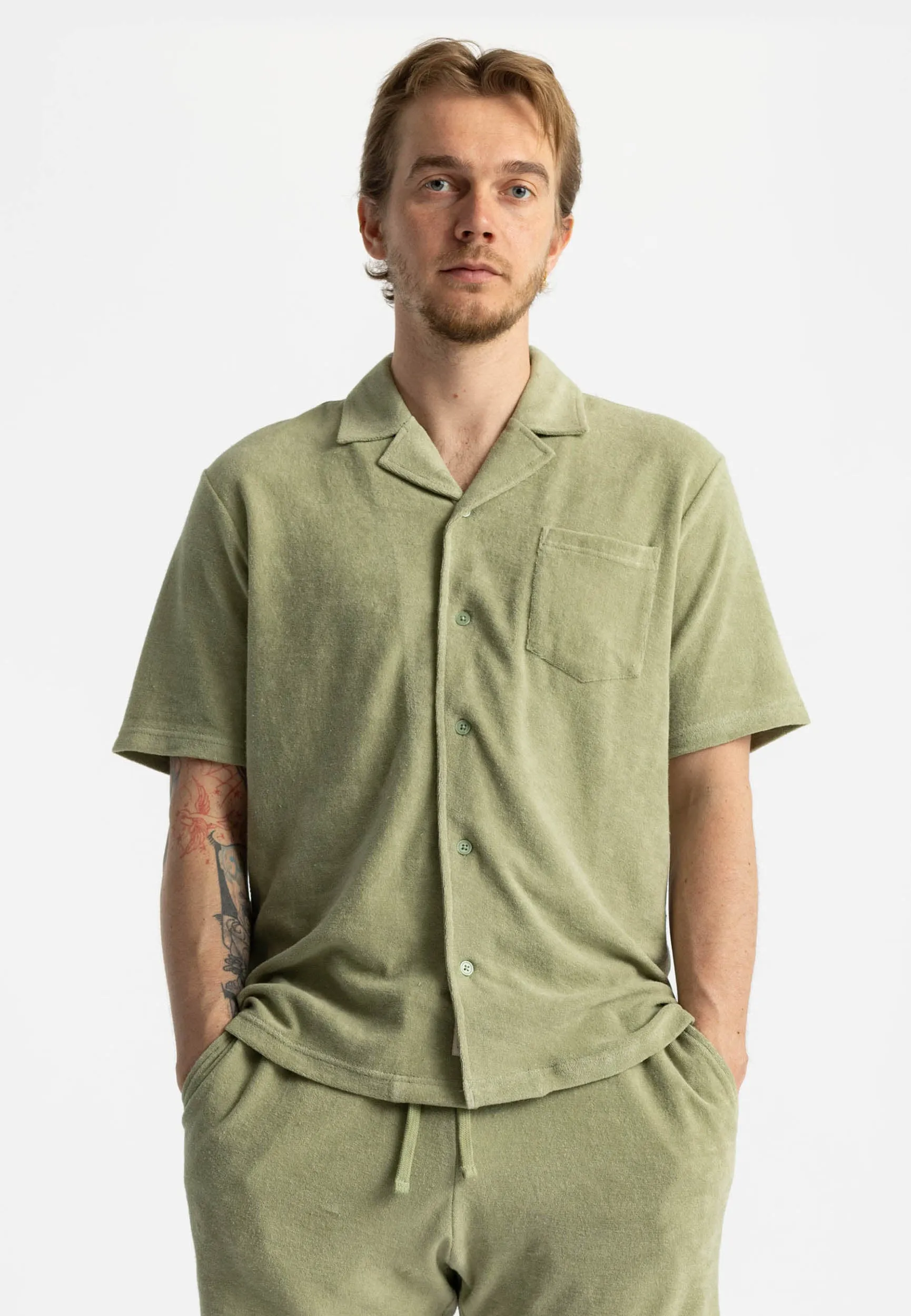 Terry Short-sleeved Cuban Shirt / 3823 - Lightgreen sold by Revolution
