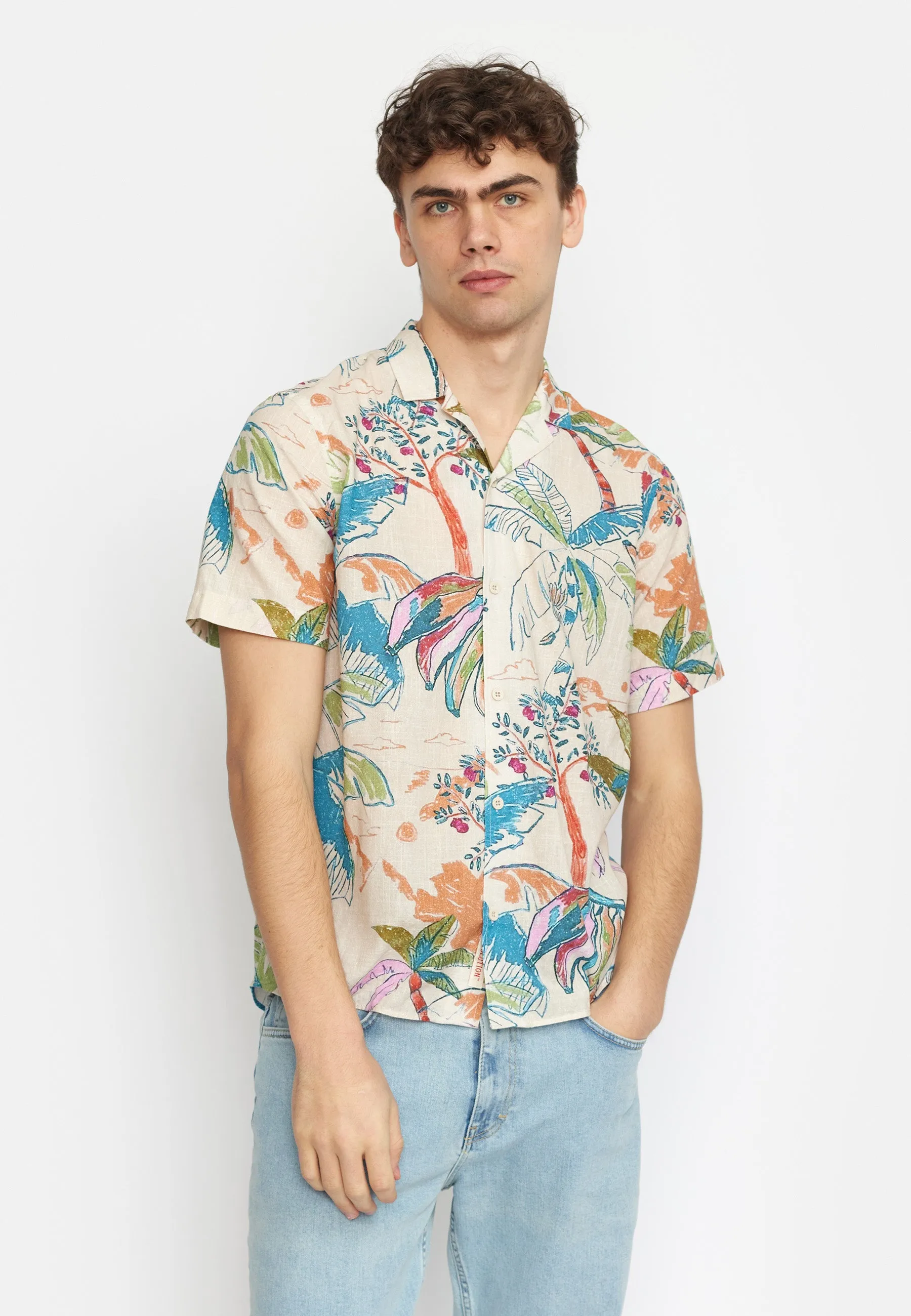 Short-sleeved Cuban Shirt / 3107 - Blue sold by Revolution