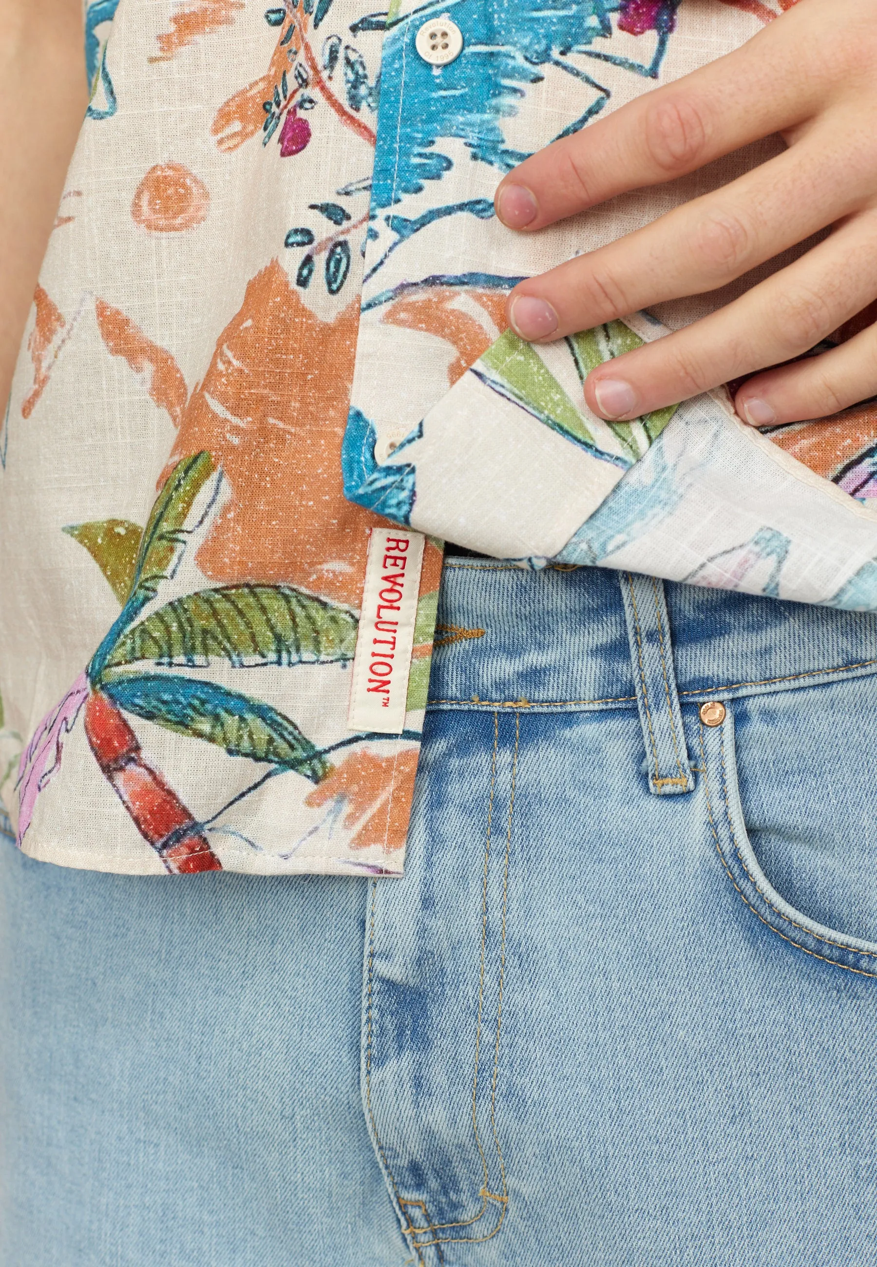 Short-sleeved Cuban Shirt / 3107 - Blue sold by Revolution product image thumbnail 3