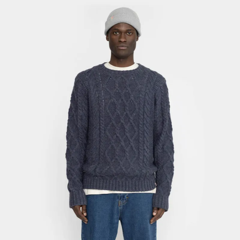Cable knit sweather / 6585 - Navy made by Revolution