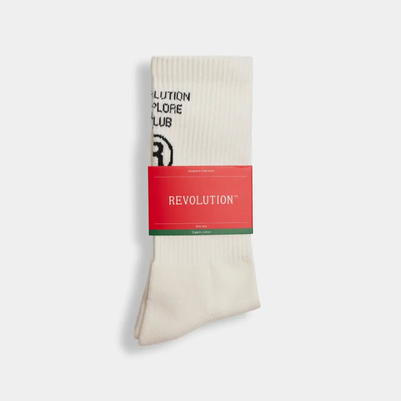 Jaquard Crew Sock / 8909 - White sold by Revolution