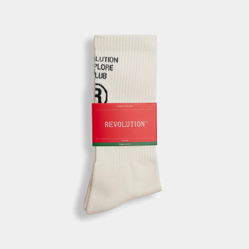 Jaquard Crew Sock / 8909 - White sold by Revolution