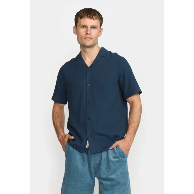 Short-sleeved Cuban Shirt / 3927 - Navy sold by Revolution