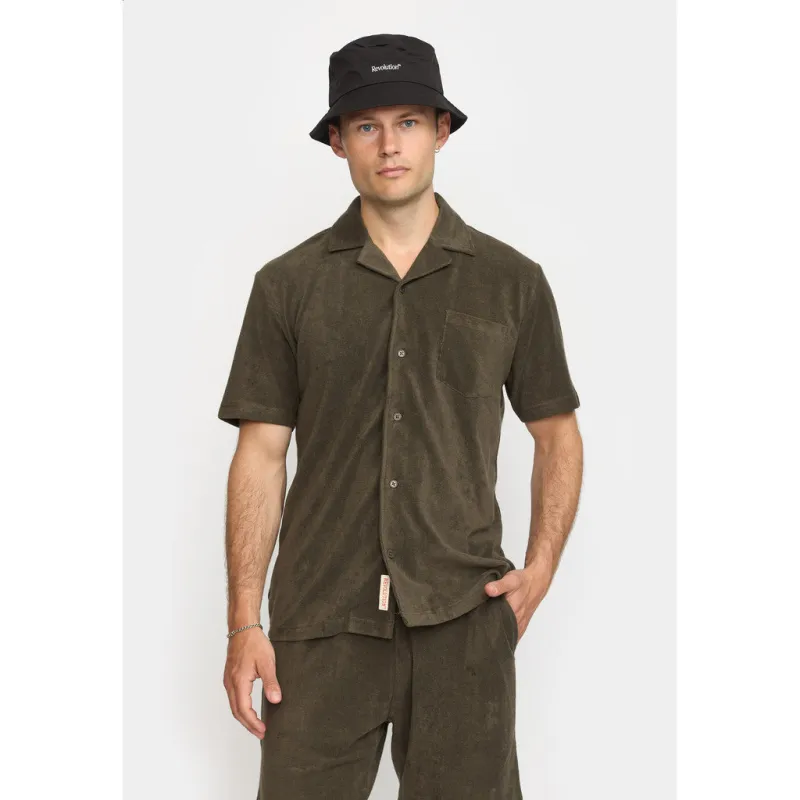 Terry Short-sleeved Cuban Shirt / 3823 - Darkbrown sold by Revolution