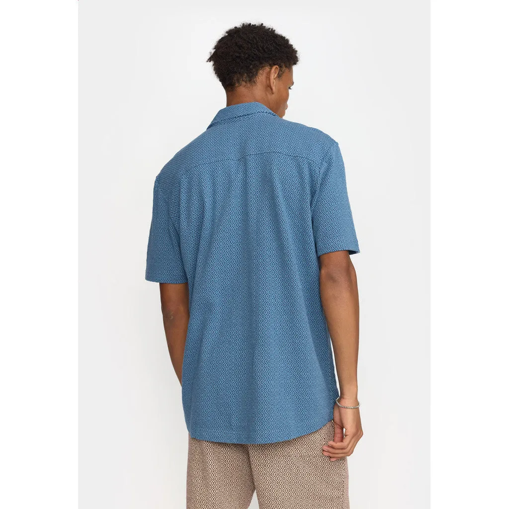 Jaquard Short-sleeved Cuban Shirt / 3175 - Blue sold by Revolution product image thumbnail 3