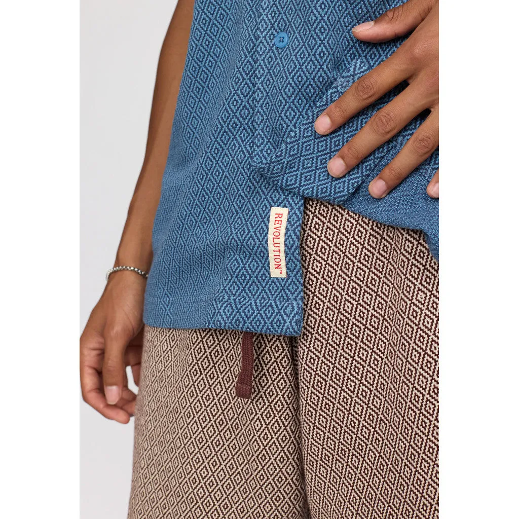 Jaquard Short-sleeved Cuban Shirt / 3175 - Blue sold by Revolution product image thumbnail 5