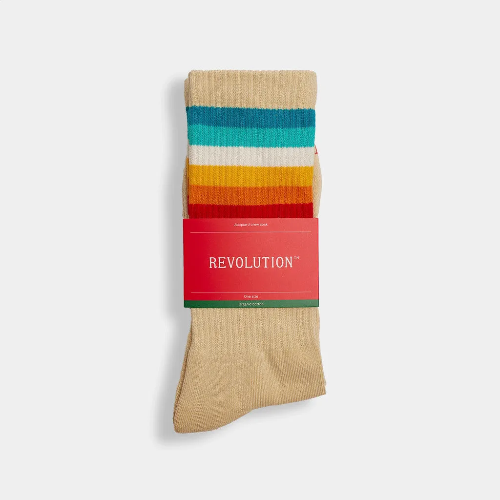 Jaquard Crew Sock / 8914 - Beige sold by Revolution