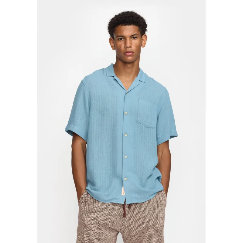 Short-sleeved Cuban Shirt / 3165 - Blue made by Revolution