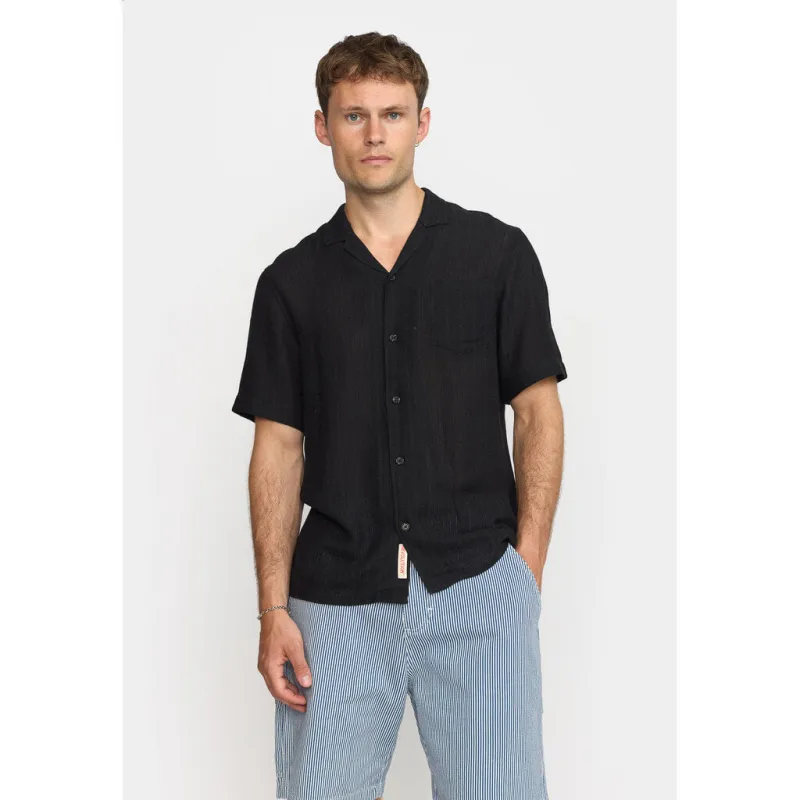 Short-sleeved Cuban Shirt / 3165 - Black made by Revolution