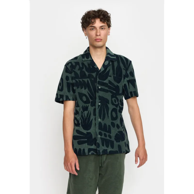 Terry Short-sleeved Cuban Shirt / 3185 - Dustgreen sold by Revolution