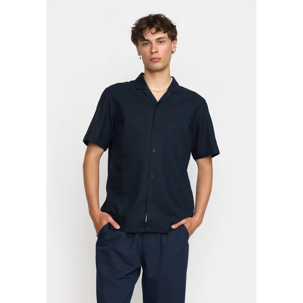 Short-sleeved Cuban Shirt / 3151 - Navy sold by Revolution