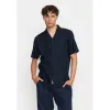 Short-sleeved Cuban Shirt / 3151 - Navy sold by Revolution
